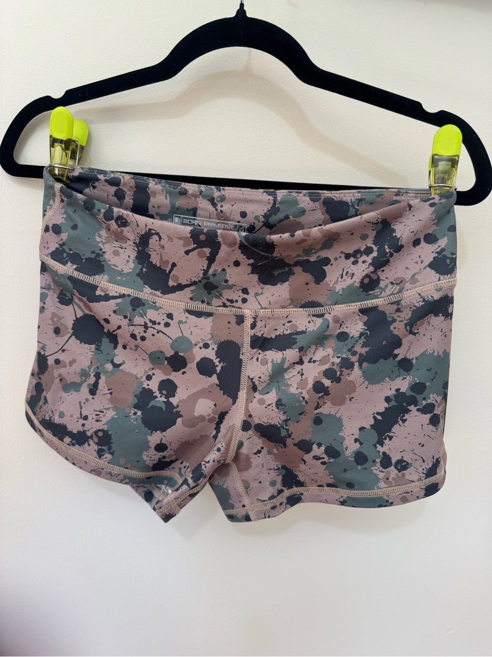 Born Primitive Women's Bike Shorts - Pink & Green Splatter